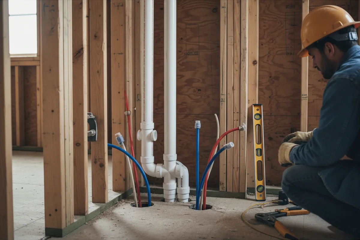 Drain and supply rough-in during Leak Detection in Rockaway